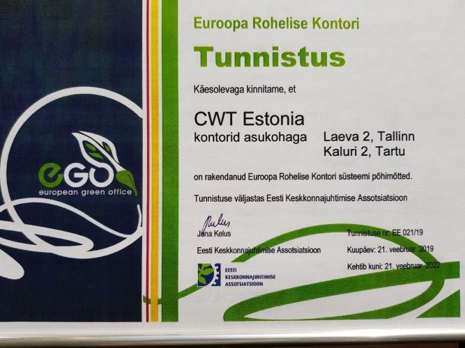 CWT Estonia – Eesti kõige rohelisem reisibüroo juba 10 aastat
